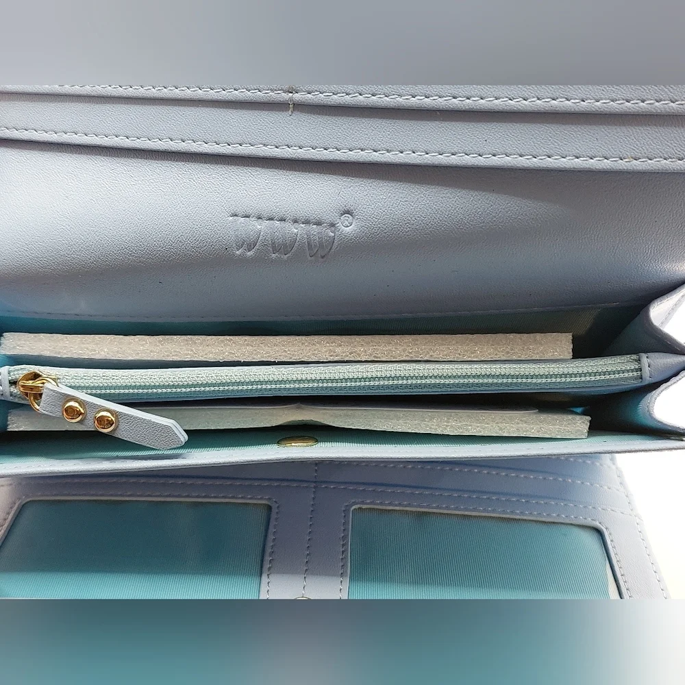 Blue RFID Blocking‎ Large Capacity Wallet Clutch Credit Card Holder